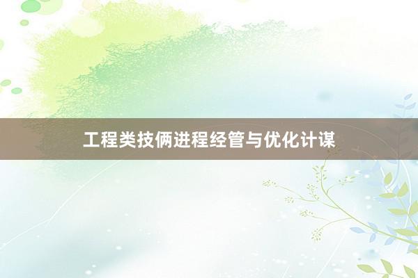 工程类技俩进程经管与优化计谋